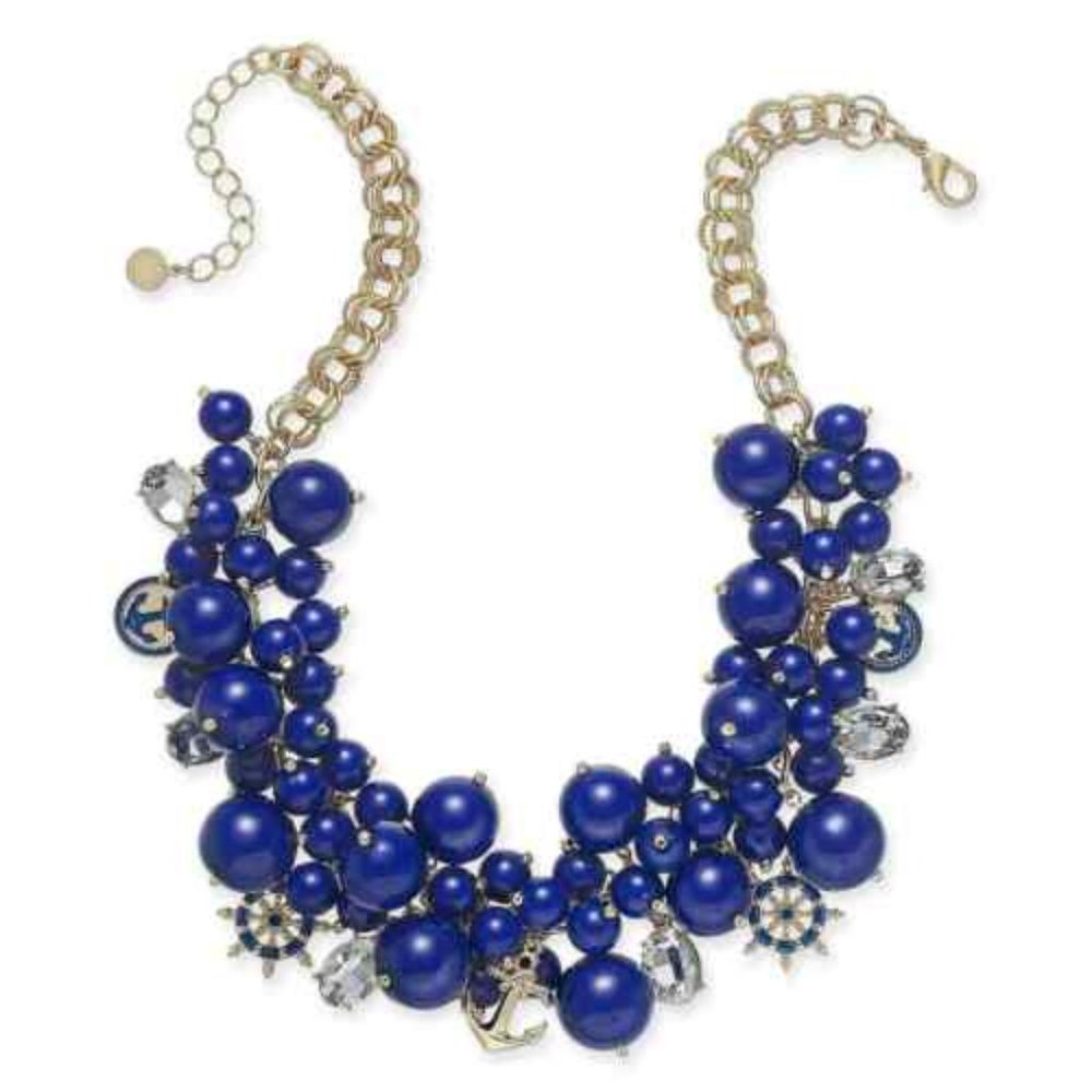 Charter Club Gold-Tone Crystal & Bead Statement Necklace, 17" + 2" extender
